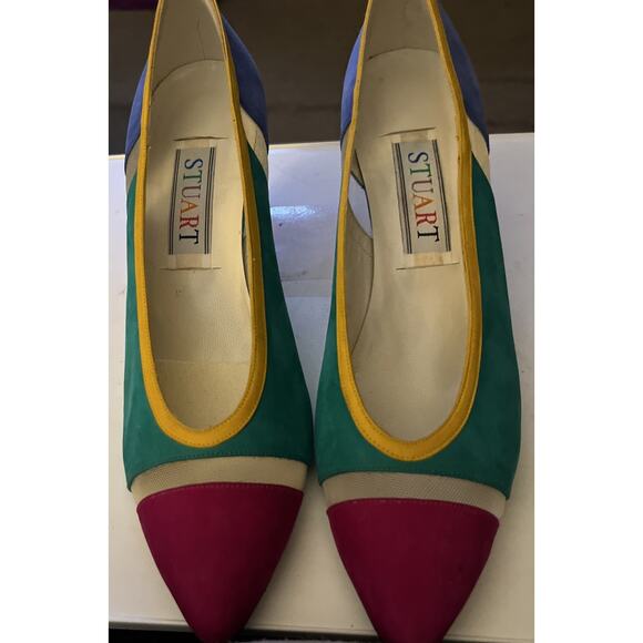 Stuart Weitzman Women's 8.5M Multicolor Suade Leather Pumps 3” Heel - Picture 1 of 15